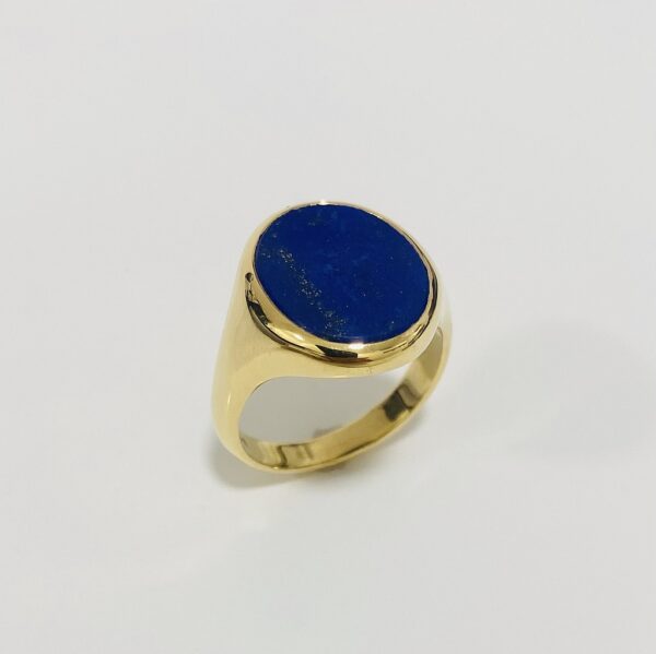 Siegelring Lagenonyx 750 Gelbgold Isar Gold Lapislazuli